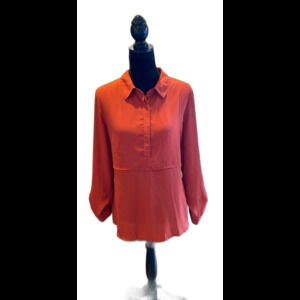 Cato Blouse Size Large Rust Colored Long Button up Sleeve Slit Side Collared